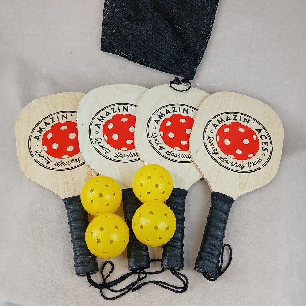 Amazin Aces Pickleball‎ Paddle And Balls Set Of 4